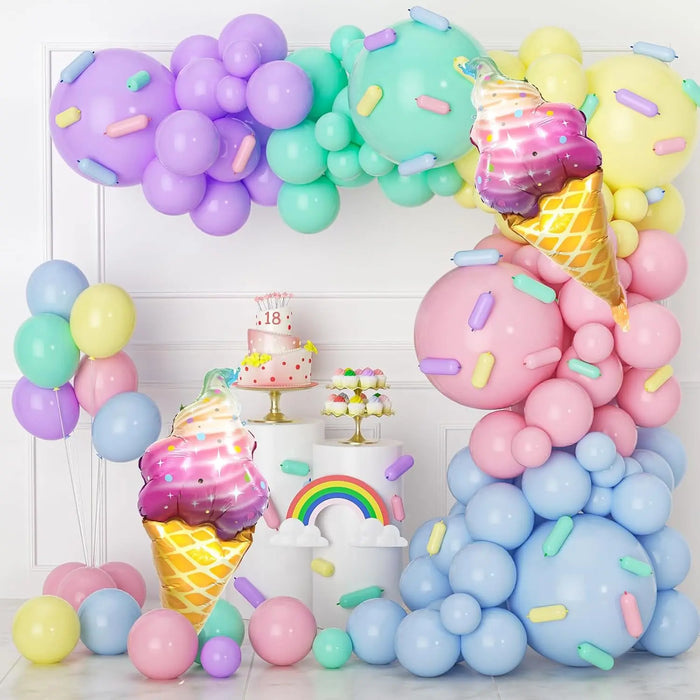 Pink Balloon Wreath Arch Set Macaron Rainbow Ice Cream Party Birthday Theme Decoration Pink Blue White