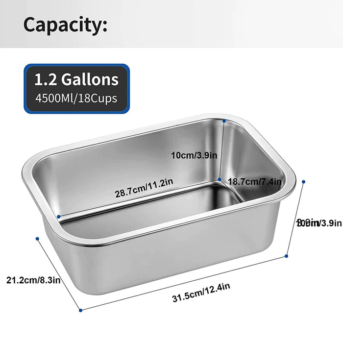 Stainless Steel Dog Bowls Durable Large Pet Water Food Bowl Wide Mouth Puppy Feeder 4.5L