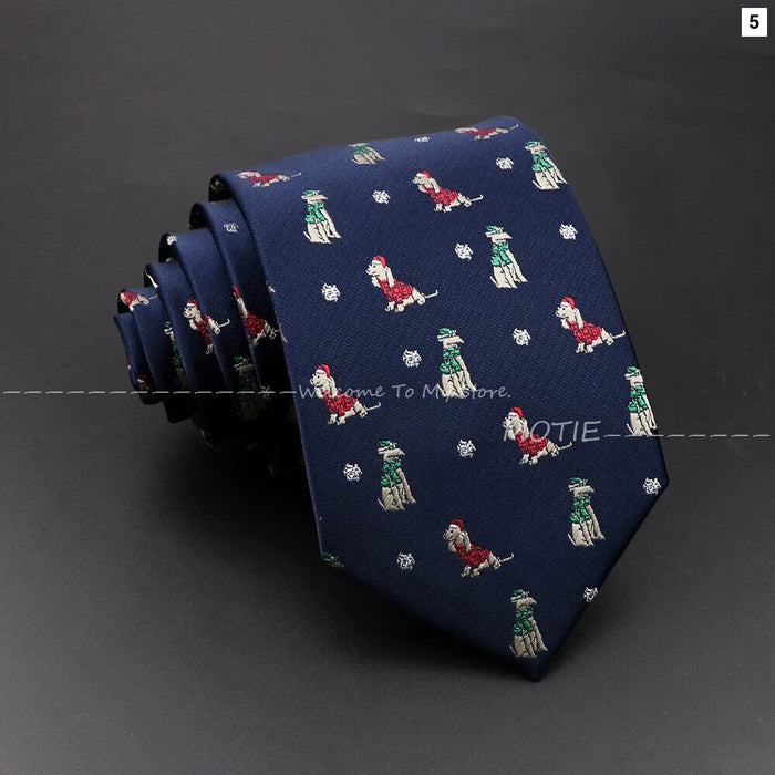 Christmas Tie Festive Snow Santa Claus Necktie For Men And Women