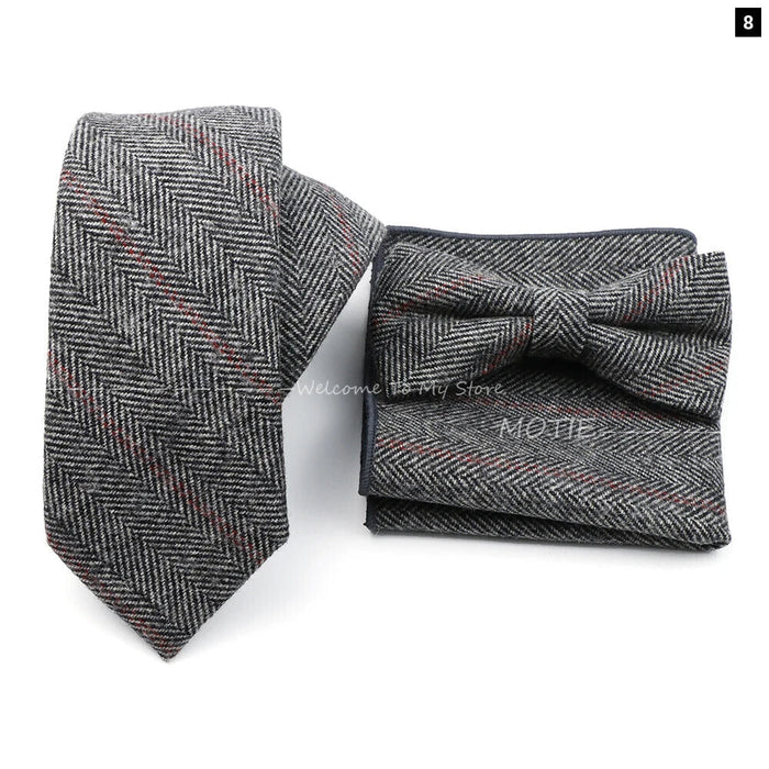 Mens Plaid Wool Tie Set For Business Weddings And Gifts