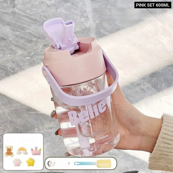 Portable Fitness Water Bottle With Straw