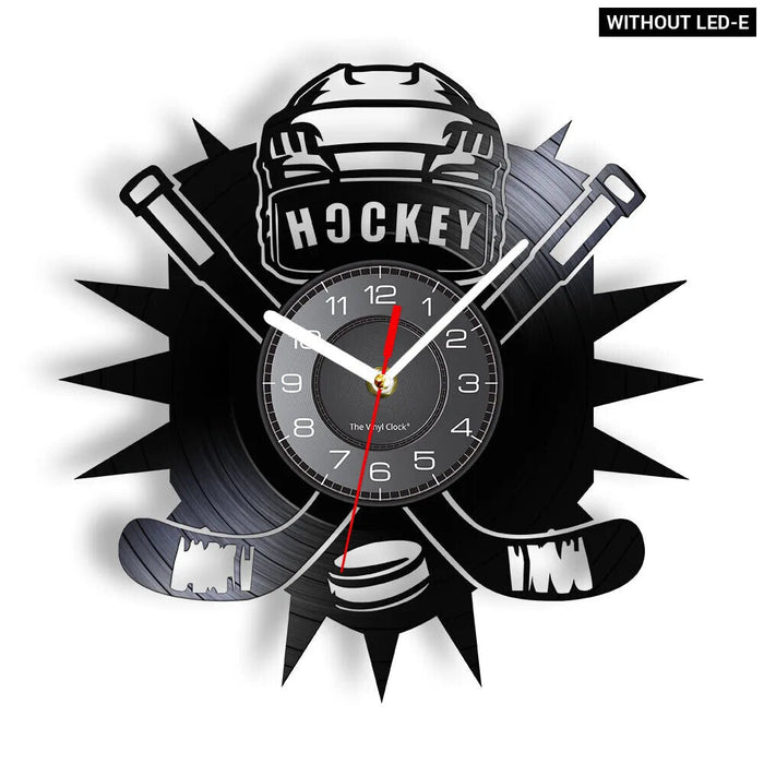 Hockey Player Silhouette Vinyl Record Wall Clock