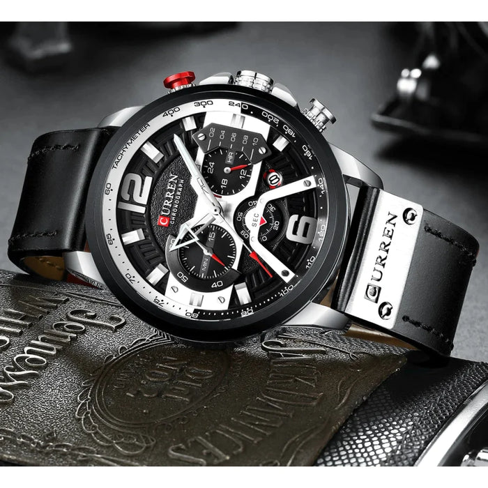 Stainless Steel Waterproof Military Chronograph Sport Quartz Wristwatch For Men