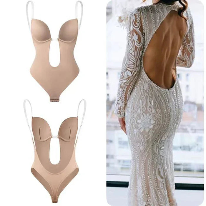 Backless Shaper Bodysuit With Plunge Thong