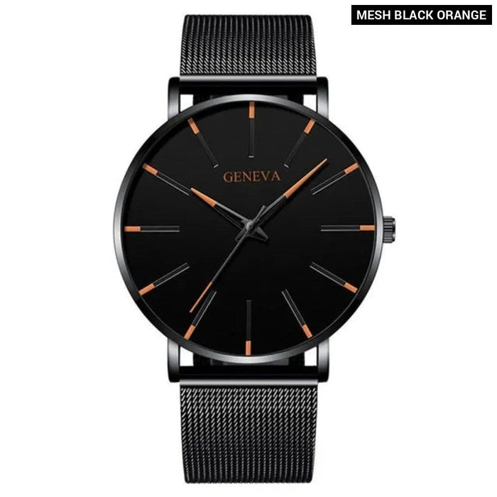 Minimalist Mens Fashion Ultra Thin Watches Simple Men Business Stainless Steel Mesh Belt Quartz Wrist Watch