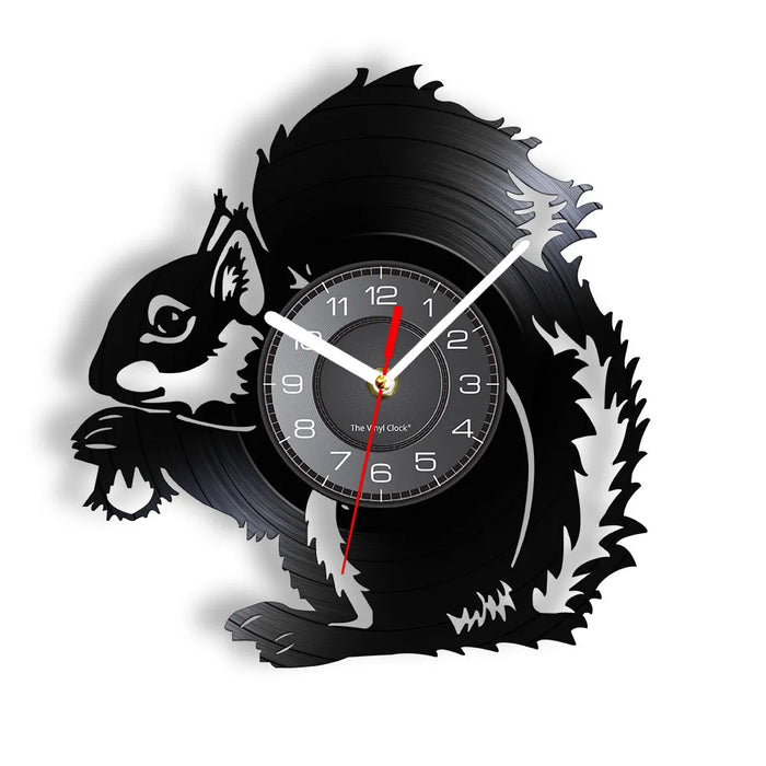 Acorn Squirrel Vinyl Record Wall Clock