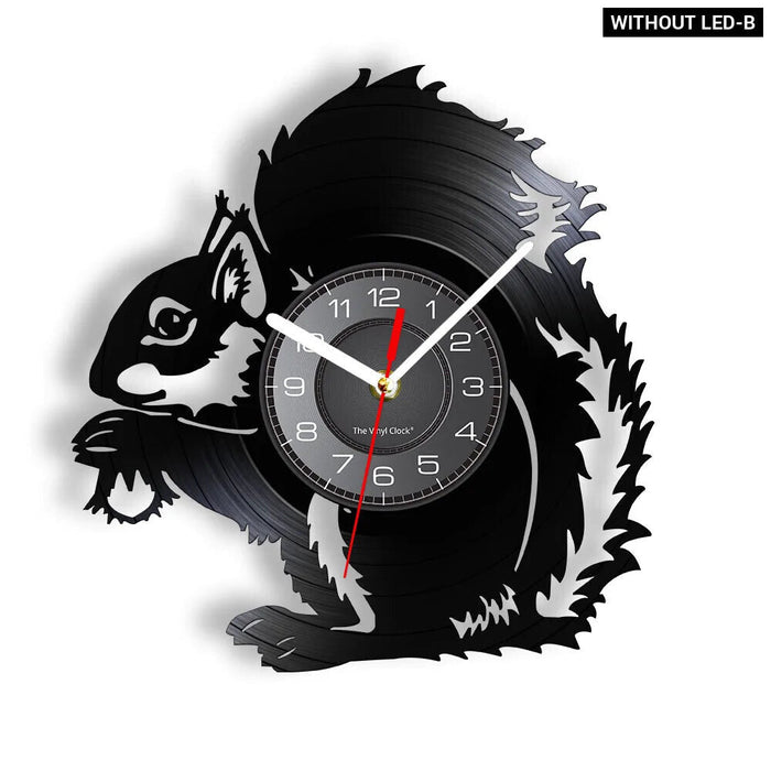 Acorn Squirrel Vinyl Record Wall Clock