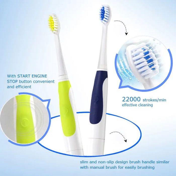 Travel Electric Toothbrush 2 Brush Heads Waterproof Ipx7 Slim Portable Adult Brush