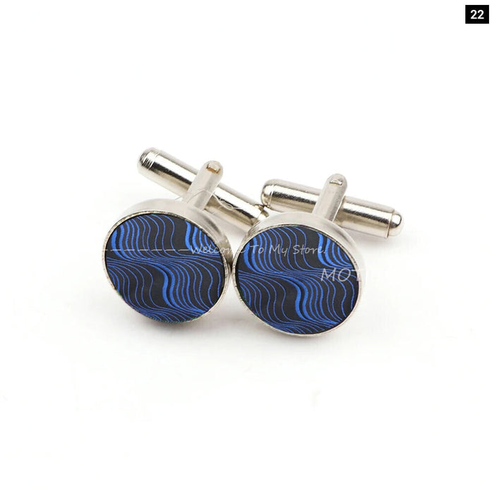 Dark Blue Floral Cufflinks For Weddings And Daily Wear