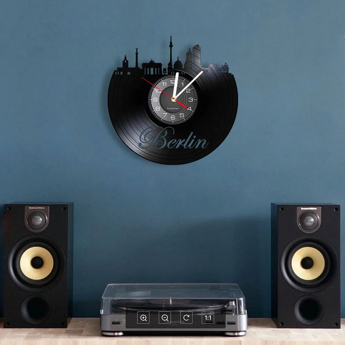 Berlin Skyline Vinyl Record Clock