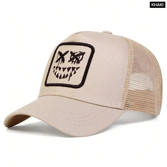 Smiling Teeth Embroidered Baseball Cap Outdoor Sun Hat