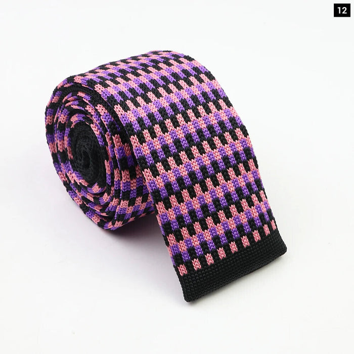 Classic Knit Neck Ties Plaid Dots 6Cm Width Business And Wedding