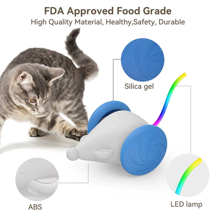 Interactive Cat Toy Usb Rechargeable With Squeaking Sound And Led Flashing Tail