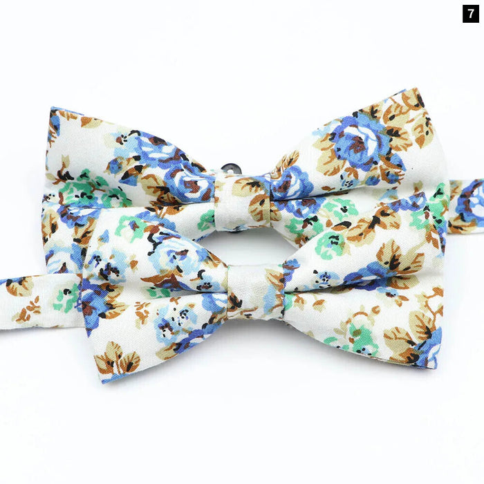 Colourful Floral Bow Ties Fashionable Cotton For Weddings And Parties