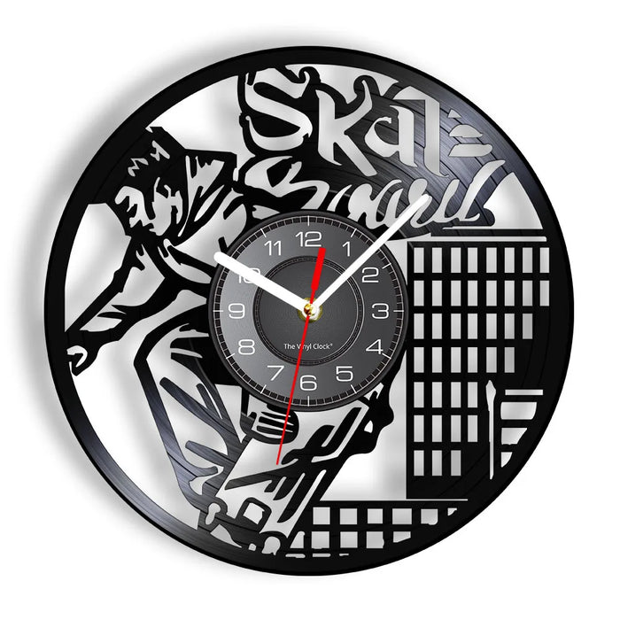 Skateboard Vinyl Record Wall Clock