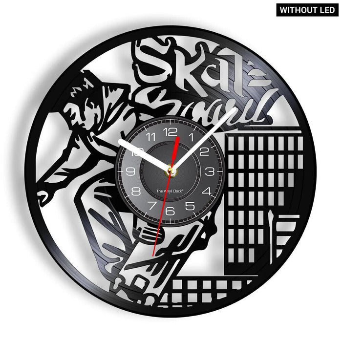 Skateboard Vinyl Record Wall Clock