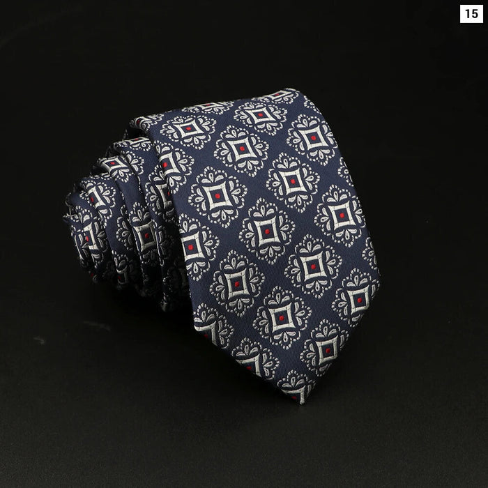 Blue Floral Plaid Tie Mens Classic Necktie For Weddings