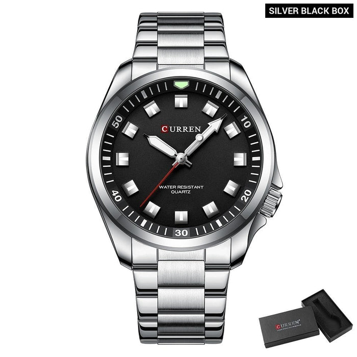 Minimal Stylish Dial Men's Watches with Stainless Steel Strip Trendy Business Quartz Wristwatch