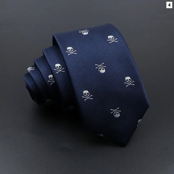 Slim Skull Ties Red Blue For Weddings And Cosplay