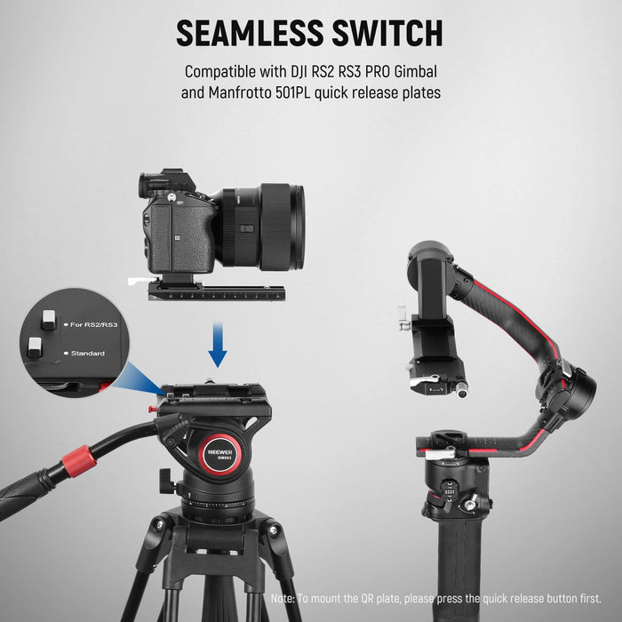 Fluid Head Tripod For Dji Rs Gimbals With Quick Release Plate Telescopic Handle & Scaled Base Manfrotto Compatible