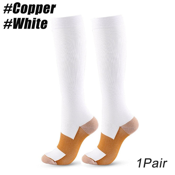 1Pair Copper Calf Compression Socks for Sports Cycling Running Camping