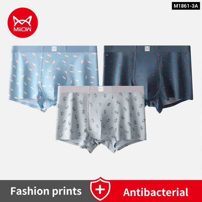 Pack Of 3 Antibacterial Mens Boxers Cotton Fashion Print