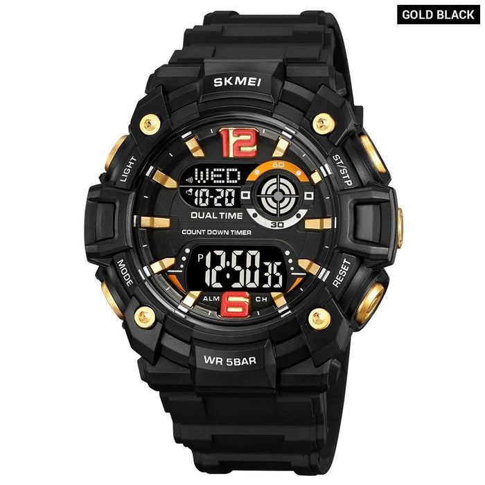 Men's TPU Band Band Digital Date Calendar Display 5ATM 50M Water Resistant Wristwatch