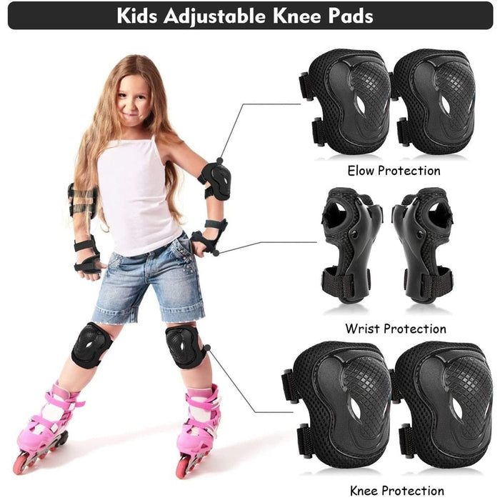 6 In 1 Kids/Youth Protective Gear Set Knee Elbow Pads For Skateboarding Scooter Roller Skating