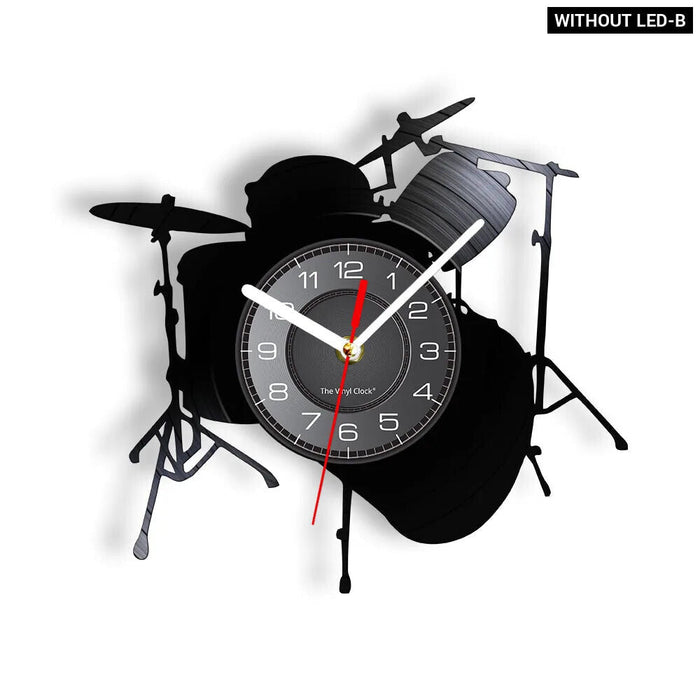 Vinyl Record Drum Kit Wall Clock