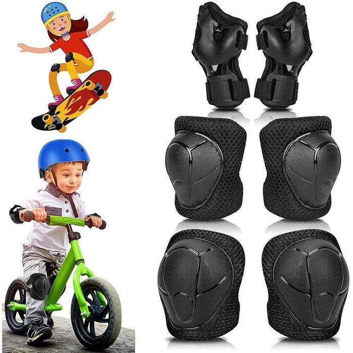 6PCS Kids Sports Protection Set Adjustable Knee Elbow Wrist Pads for Roller Skating Cycling