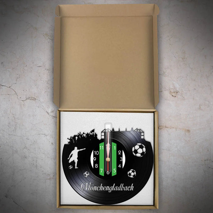 Monchengladbach City Skyline Vinyl Record Clock