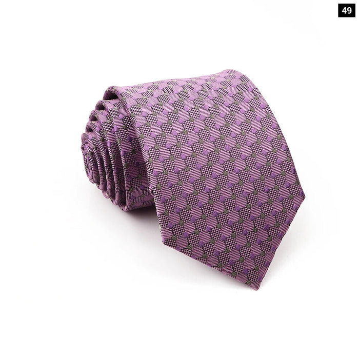 Classic Purple Striped Neckties 8Cm Plaid Floral Tie For Business And Weddings