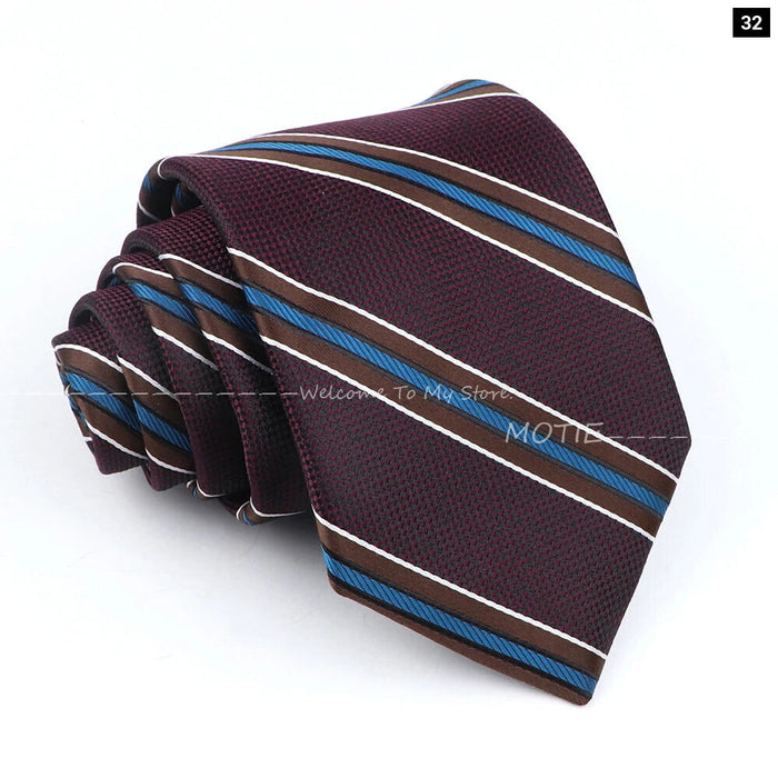 Premium Brown Striped Necktie For Business And Daily Wear