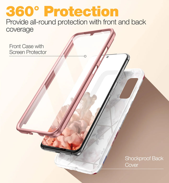 Shockproof Marble Case For Samsung Galaxy S20 5G With Built In Screen Protector