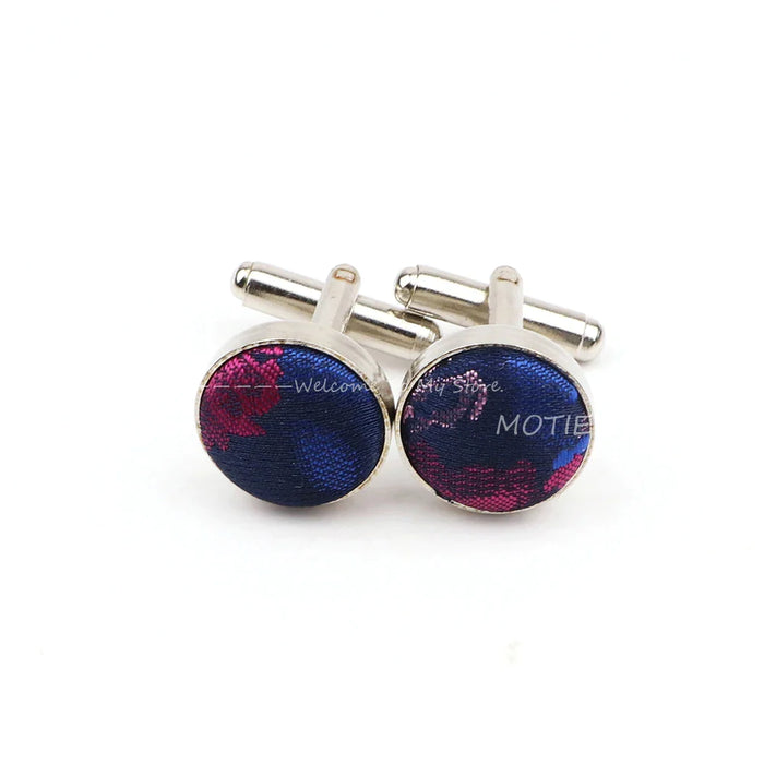 Dark Blue Floral Cufflinks For Weddings And Daily Wear