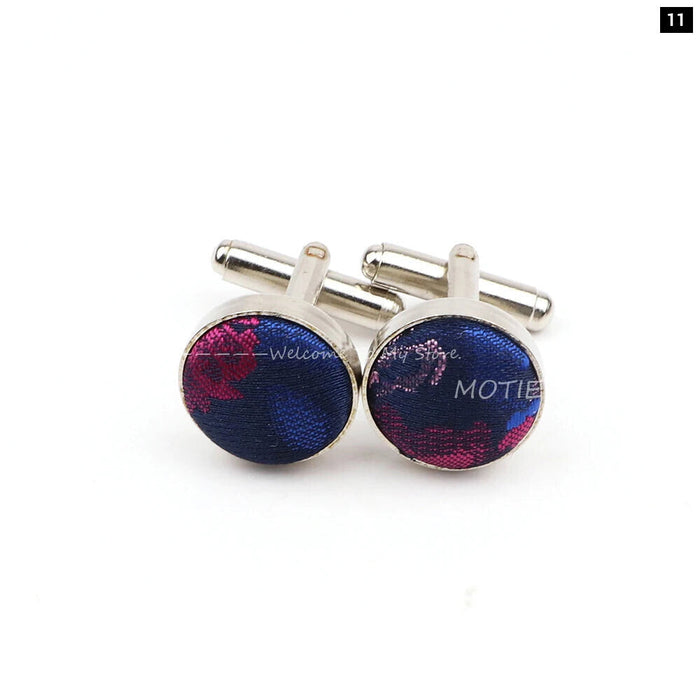 Dark Blue Floral Cufflinks For Weddings And Daily Wear