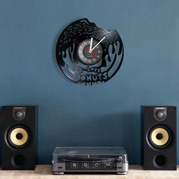 Donut Lovers Vinyl Record Wall Clock