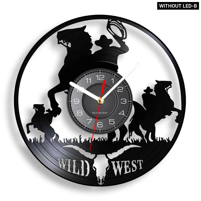 Western Horse Vinyl Record Wall Clock