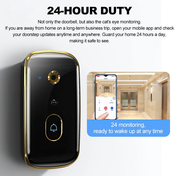 720p Wifi Video Doorbell With Night Vision