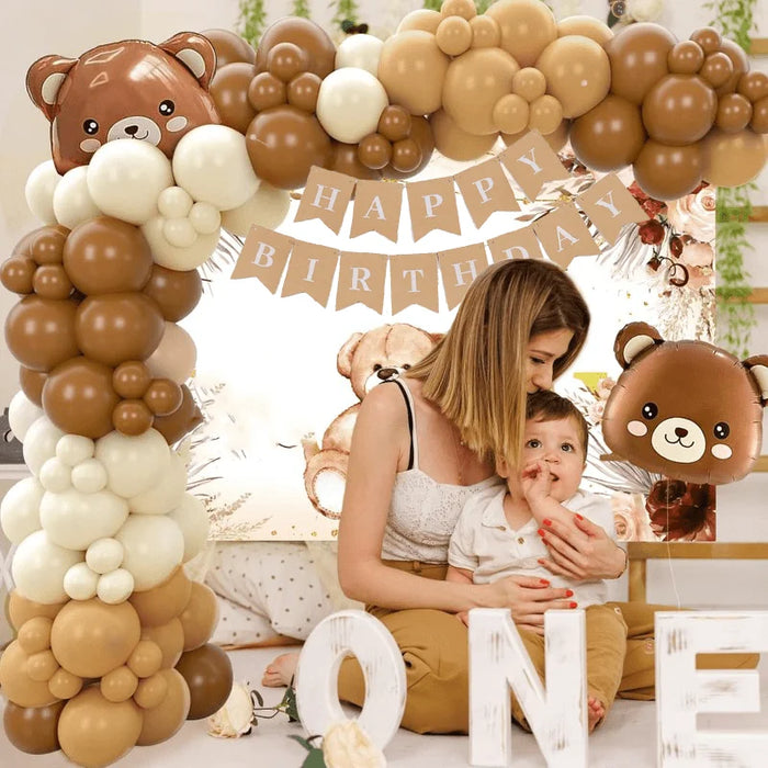 125Pcs Brown Teddy Bear Balloon Garland Arch Kit Bear Balloon Perfect For Birthday Parties Theme Parties And Prom Decorations