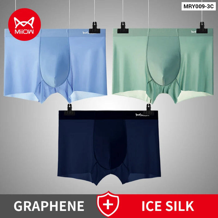 3 Piece Ultra Thin Ice Silk Mens Boxer Shorts