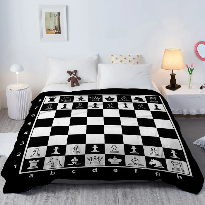 Checkered Chess Board Fleece Throw Blanket Warm And Lightweight