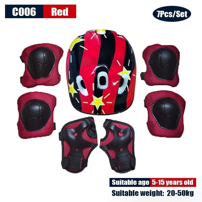 Adjustable Helmet Protective Gear Set Knee Elbow Wrist Pads For Skateboard Scooter Roller