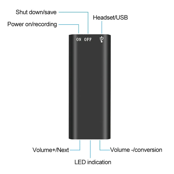 8gb Mini Voice Recorder With Mp3 Player And Usb Pen