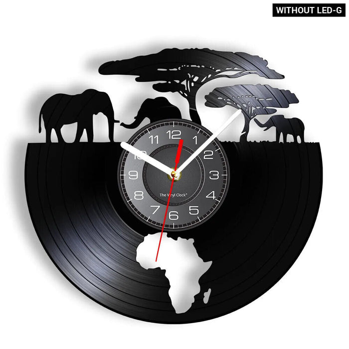 Jungle Animals Vinyl Record Wall Clock