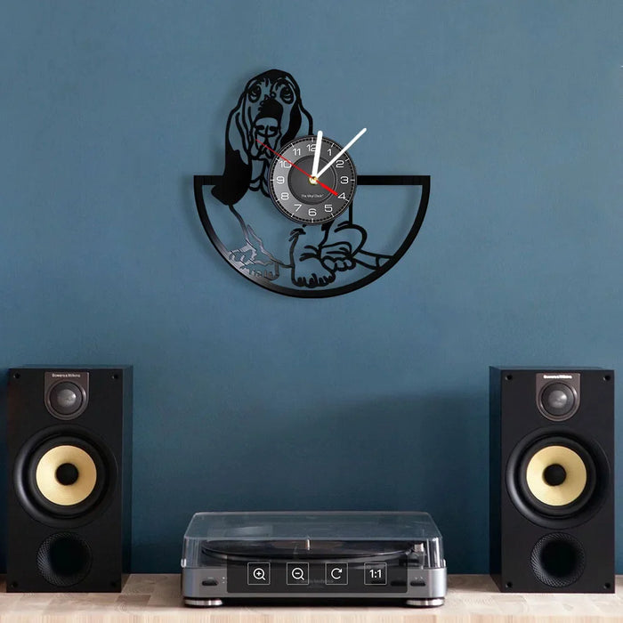 Handmade Basset Hound Vinyl Clock