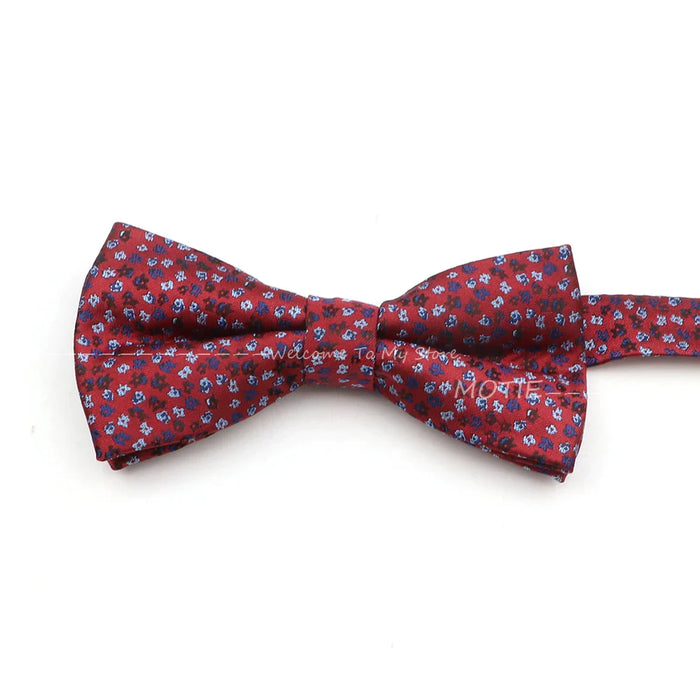 Floral Bowtie For Men Red Polyester Wedding Party Accessory