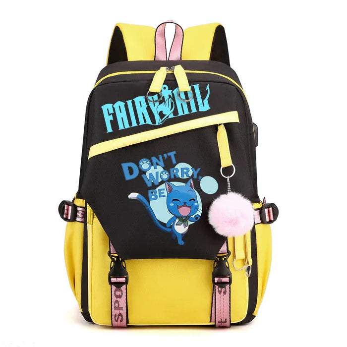 Fairy Tail Anime Print Bag For Teens Casual Usb Backpack For Boys And Girls