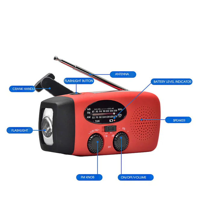 Portable Solar Hand Crank Radio With Power Bank