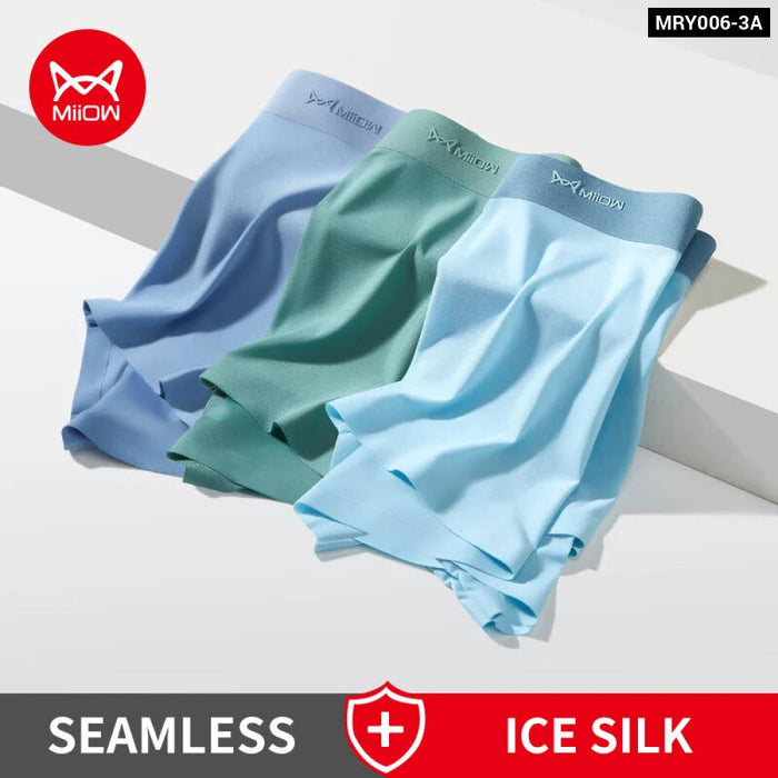 3 Piece Soft Ice Silk Mens Boxers